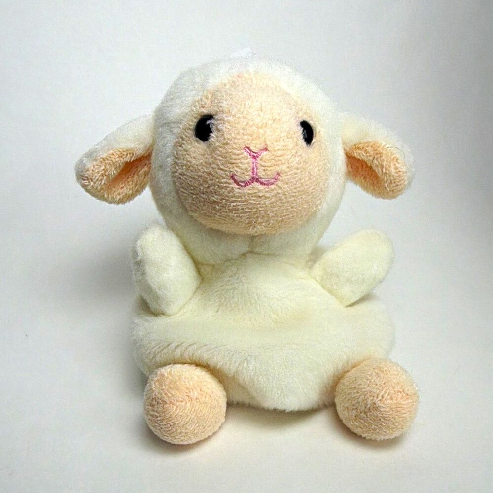 Aurora White Lamb Plush Stuffed Animal Beige Palm Pal